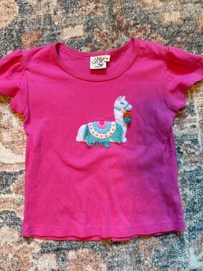 Girls' Hot Pink Llama Applique Short Sleeve Tee 5